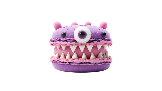 Purple monster macaron with one eye