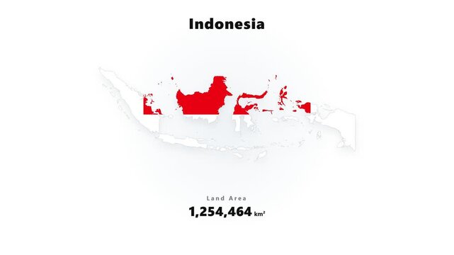 Digital graphics displaying the national flag of Indonesia alongside the country's total land area statistic in a clean informational layout