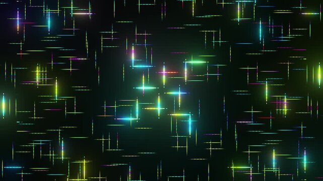 Futuristic Colorful Neon Light Matrix with Glowing Digital Particles and Dynamic Technology Animation
