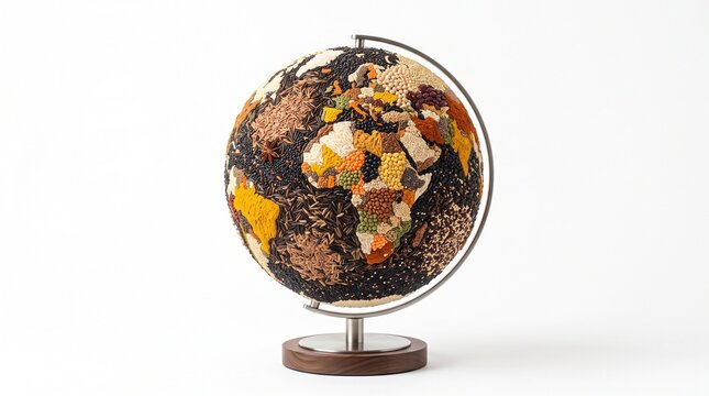 A unique globe crafted from spices, with each continent represented by a different spice blend, stands as a vibrant testament to global diversity and culinary exploration.