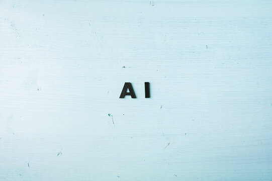 Artificial intelligence AI concept with copy space on blue background