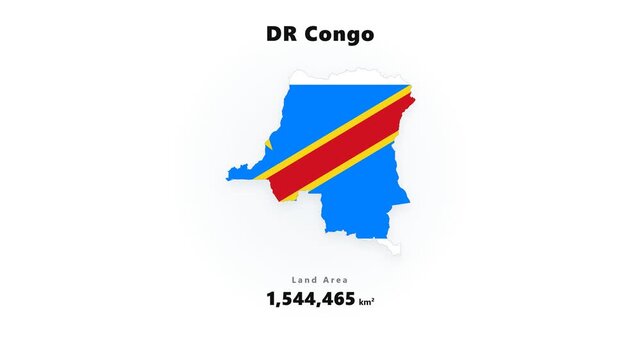 Digital graphics displaying the national flag of DR Congo alongside the country's total land area statistic in a clean informational layout