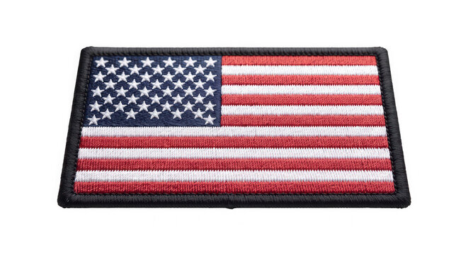 Embroidered american flag patch isolated on transparent background