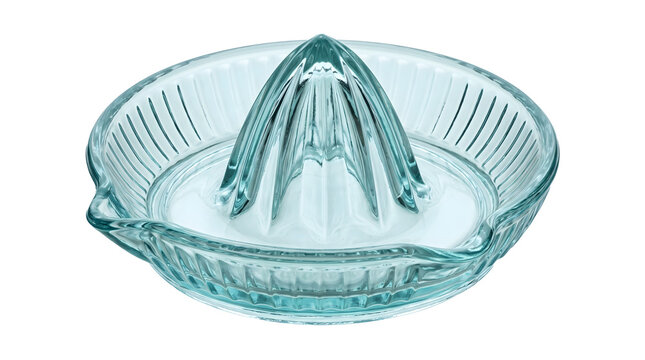 Vintage Pressed Glass Citrus Juicer with Ribbed Reamer Isolated