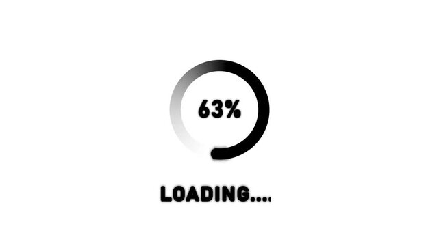 100% Loading Progress Indicator with Circular Percentage Bar, Minimal Black and White Animation Concept , Application, Software Interface, Technology and Digital Processing System animation .