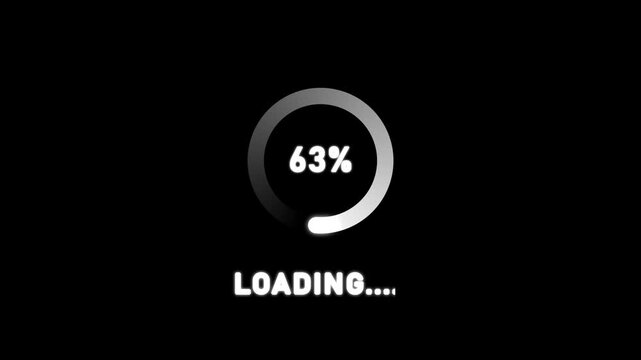 100% Loading Progress Indicator with Circular Percentage Bar, Minimal Black and White Animation Concept , Application, Software Interface, Technology and Digital Processing System animation .
