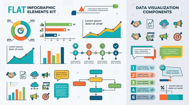 Flat Infographic Elements Kit Data Visualization Components