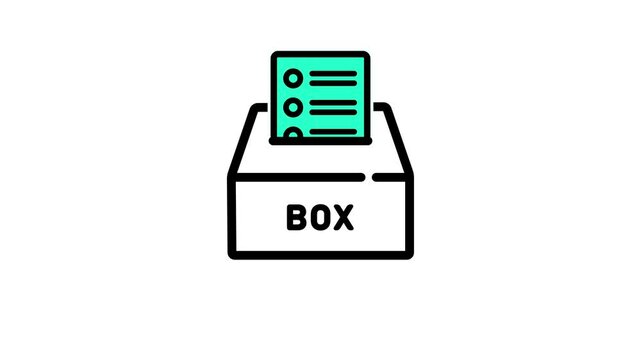 Green document checklist emerging from a storage box icon representing file management, document organization, records archiving, office paperwork, data storage, and business administration.