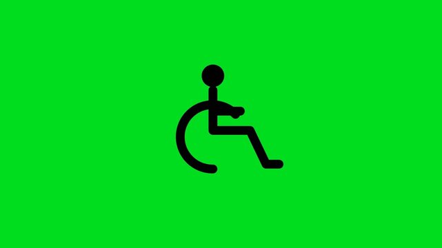 Black international symbol of access icon set against a vibrant green background