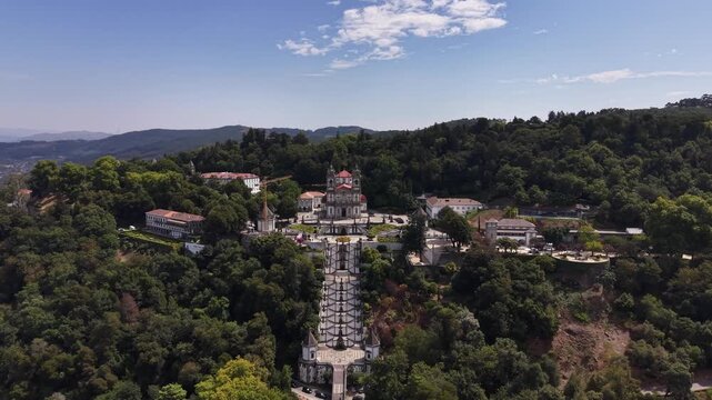 Aerial View of Bom Jesus do Monte Sanctuary in Braga Portugal