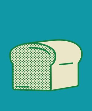 Loaf of sliced bread with green halftone texture