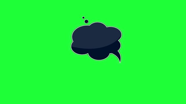 Animated dark blue thought bubble with subtle animation on green screen... comic
