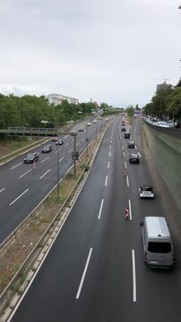 High angle view of A100 motorway roadworks in Berlin Feuerbachstrasse