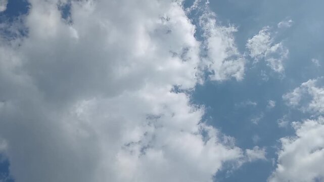 blue sky with white clouds. Movement of clouds. Timelapse 4k.