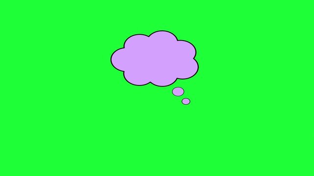 Purple thought bubble animation green screen chroma key animation idea thinking