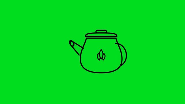 Minimalist black outline of a classic teapot on a vibrant green background