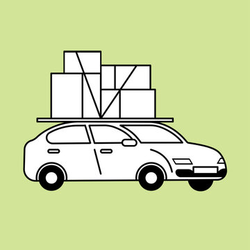 Car Spot Illustration Flat Simple Icon Line Art