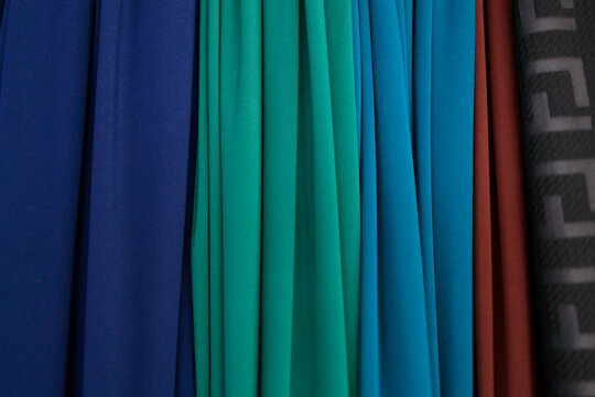 Hanging folds of textile fabric