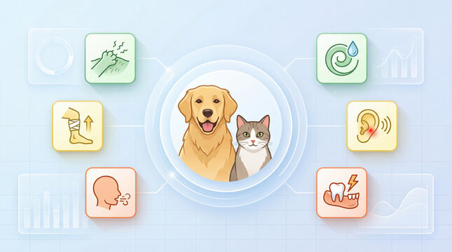 Pet care concept during animal rescue in animal shelter, detailed digital animal illustration showing animal behavior, responsible care, wellbeing, humane values, education, modern lifestyle