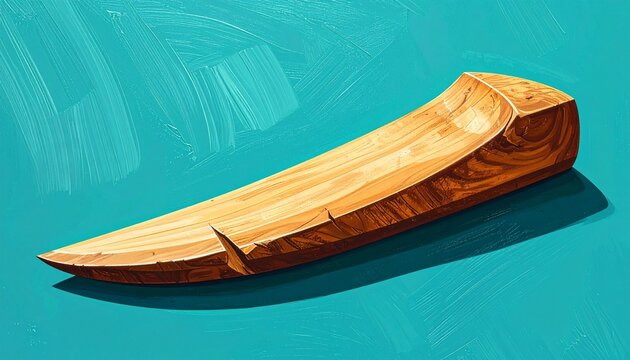 Handcrafted wooden cheese knife on teal background.