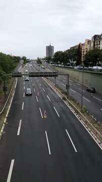 High angle view of A100 motorway roadworks in Berlin Feuerbachstrasse