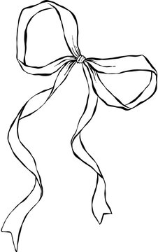 Cute Hand Drawn Black Bow Elements Isolated