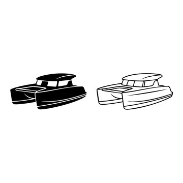 catamaran hull vector icon design with line art and silhouette line art with silhouette line art with silhouette vector