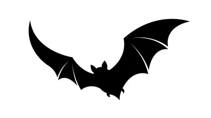 Fototapeta premium Bat silhouette with outstretched wings depicts a common symbol associated with Halloween and nocturnal creatures, presented as a graphic resource.