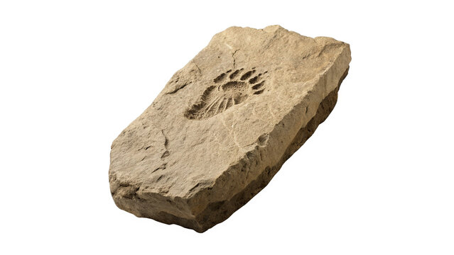 Ancient petrified dinosaur bone fossil geology specimen isolated on a white background