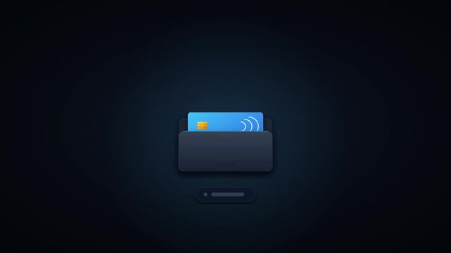Digital wallet payment animation: contactless credit card transaction and secure money transfer
