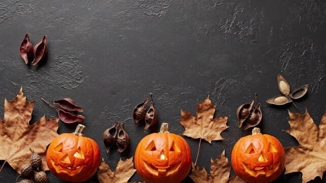 Classic carved pumpkin lanterns glowing warmly on a rustic wooden table for traditional harvest festival advertising and cozy October evening party promos.