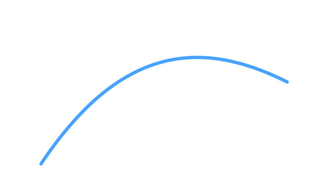 Simple blue curved line illustration isolated on transparent background