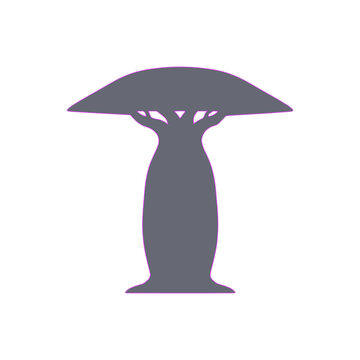 Minimalist Baobab Tree Silhouette for Nature and Landscape Design