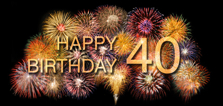 Gl&uuml;ckwunschkarte zum 40. Geburtstag mit Feuerwerk &ndash; FOTOMONTAGE