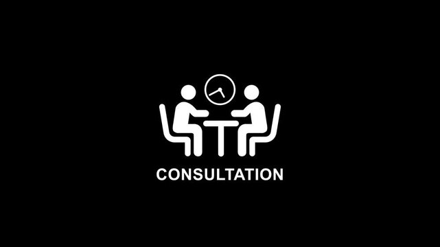Consultation animation with moving clock hands business meeting concept for corporate presentations and digital marketing