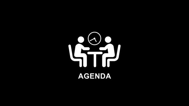 Business agenda meeting animation with moving clock hands for corporate presentations and project management