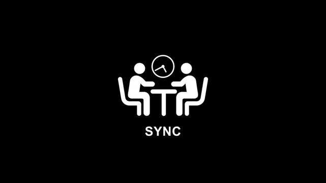 Minimalist sync animation: business meeting and time management concept synchronization motion business