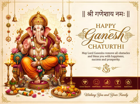 Happy ganesh chaturthi celebration illustration