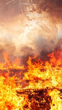 a fire burns in the middle of a field