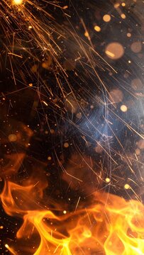 a fire with sparks coming from it