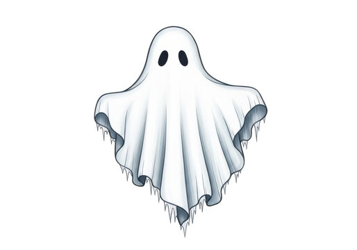 Cute white ghost isolated on transparent background
