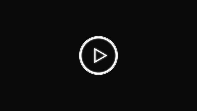 Minimalist white video play button icon on a black background