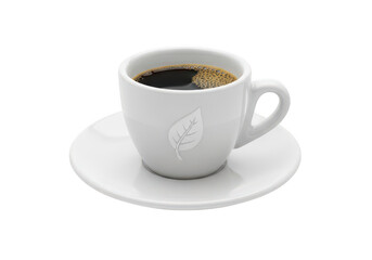 Naklejka premium White ceramic cup with coffee isolated on transparent background