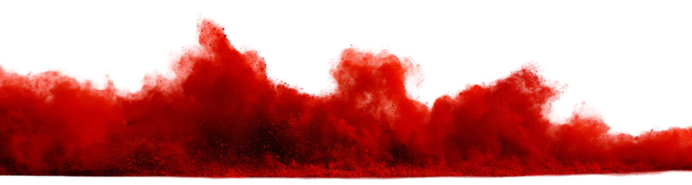 Red powder explosion border isolated on transparent background