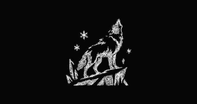 Sketch ice wolf icon animation - smooth progressive reveal