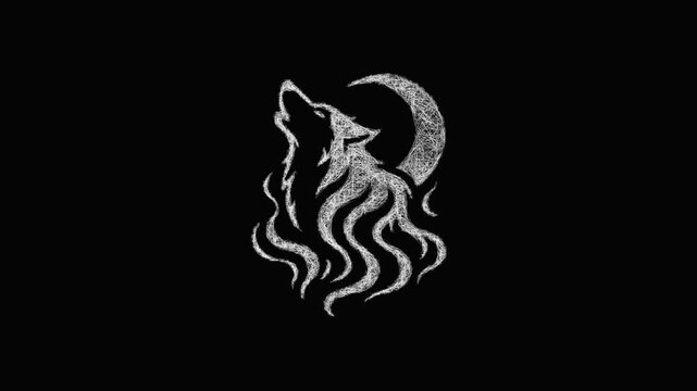 Sketch spirit wolf icon animation - smooth progressive reveal