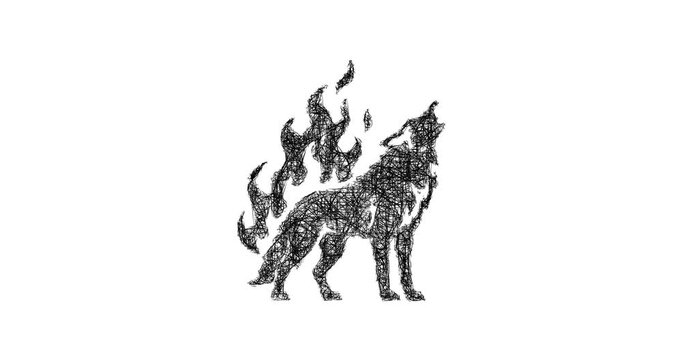 Sketch fire wolf icon animation - smooth progressive reveal