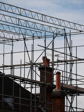 Europe, UK, England, London, scaffolding on house daylight