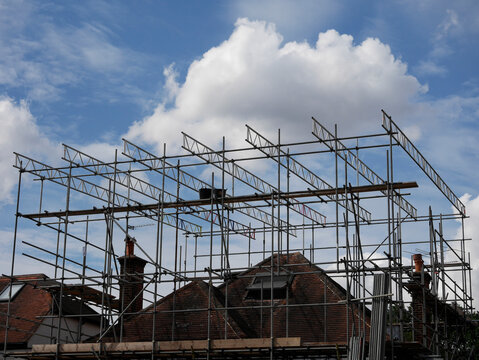 Europe, UK, England, London, scaffolding on house daylight