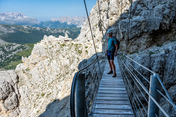 A man on the way to Monte Lagazuoi Piccolo. Alps, Dolomites, Italy. © Tomasz Warszewski